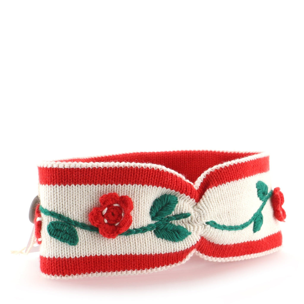 Floral Headband Knit Wool Blend XS
