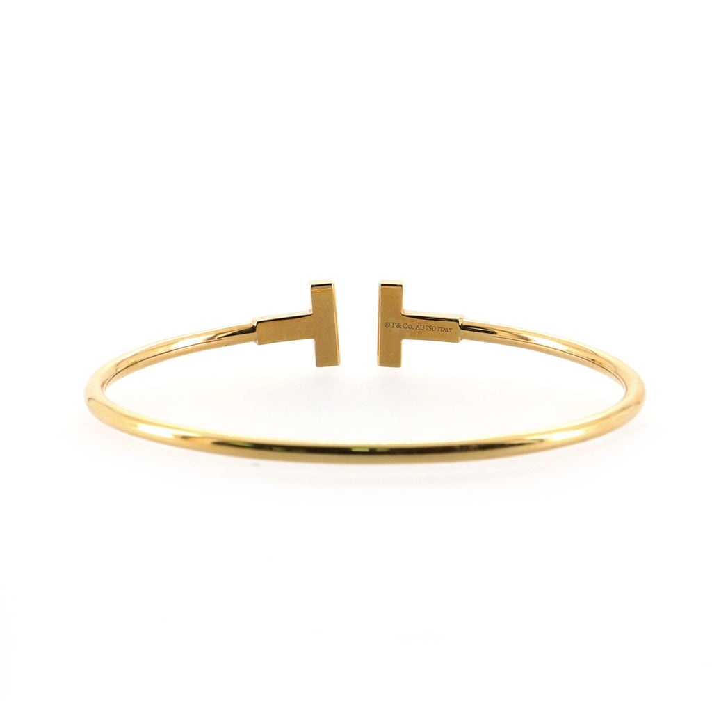T Wire Bracelet 18K Yellow Gold with Diamonds Narrow