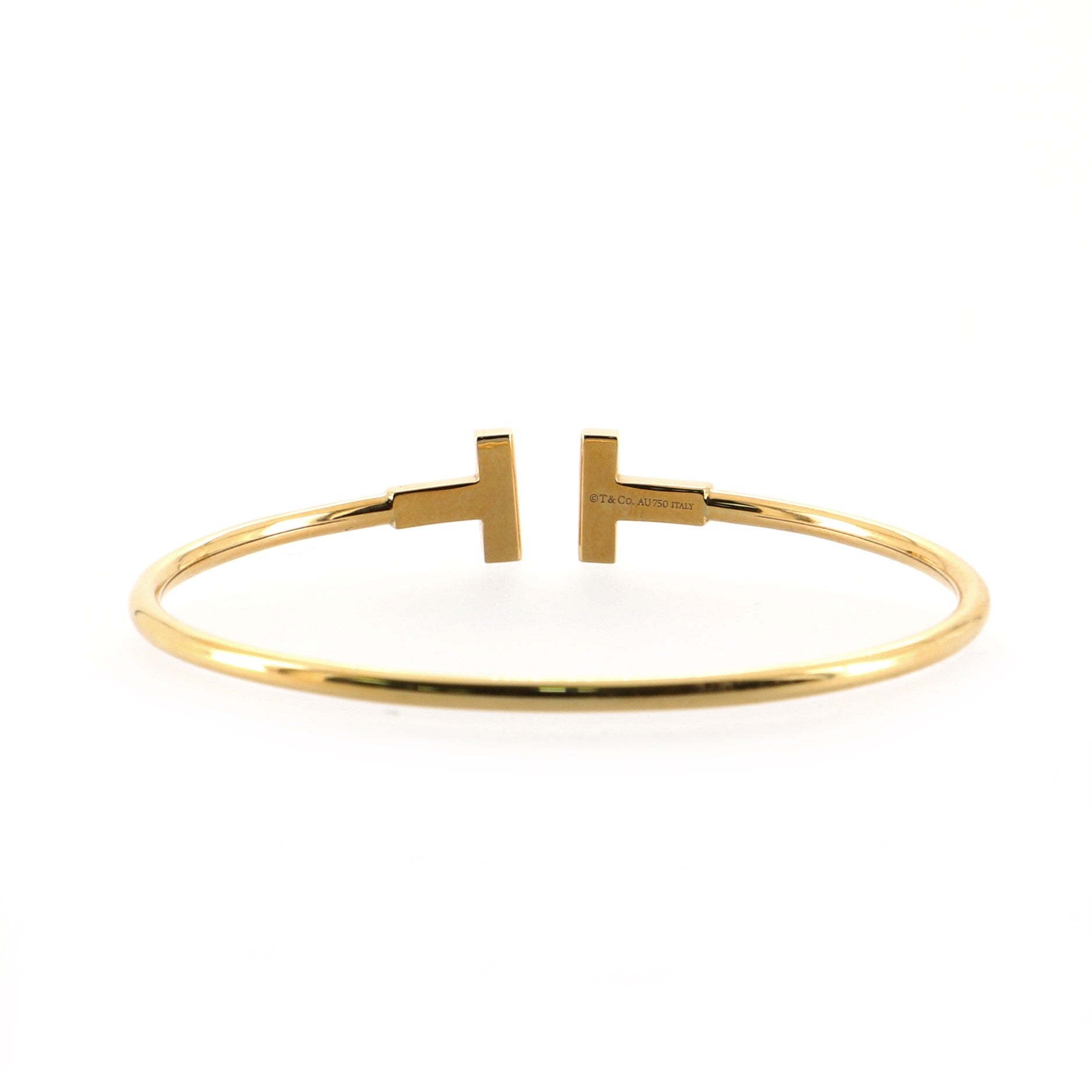 T Wire Bracelet 18K Yellow Gold with Diamonds Narrow