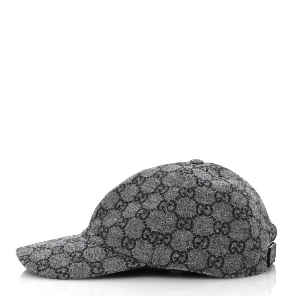 Covered Wool GG Monogram Baseball Hat XXL Grey Dark Grey Black