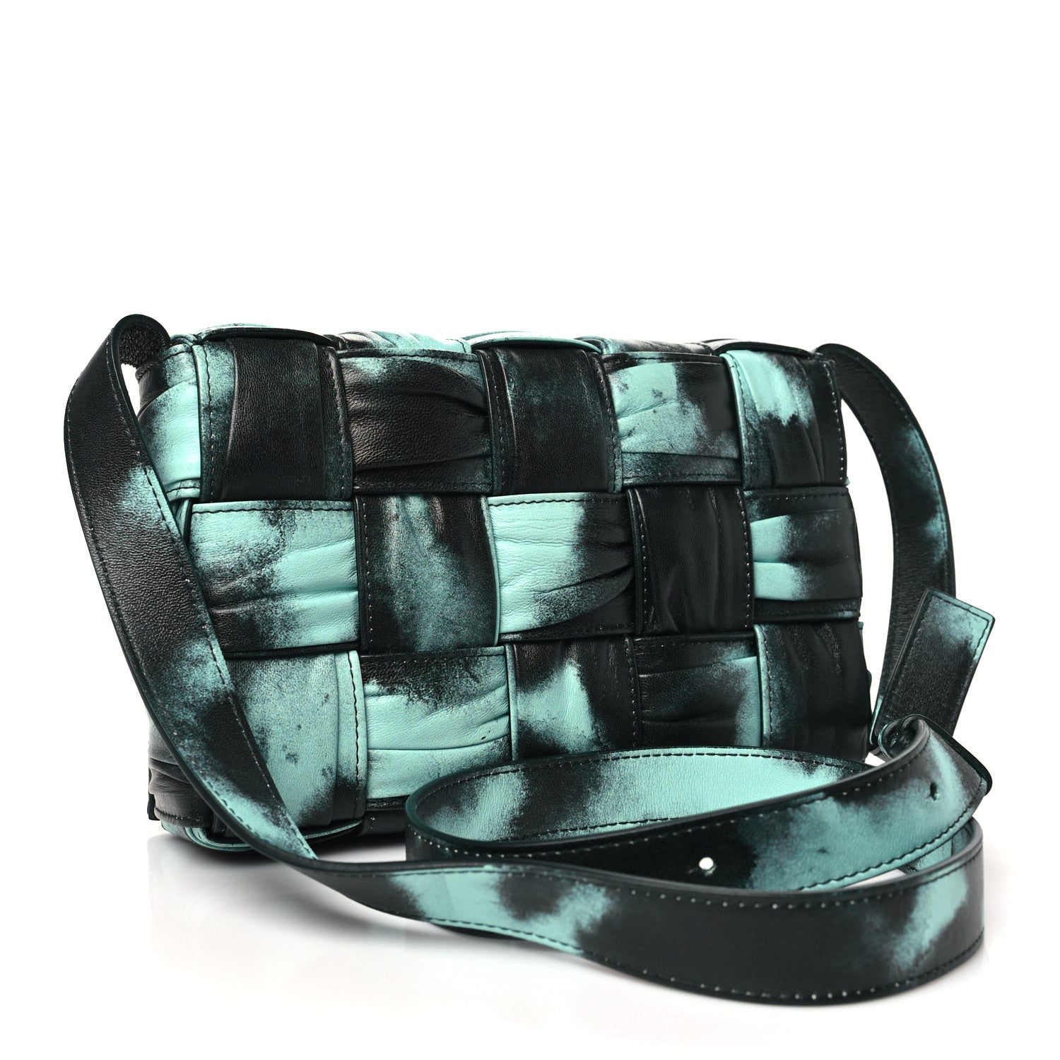 Foulard Tie Dye Maxi Intrecciato Padded Cassette Crossbody Bag Celadon Inkwell