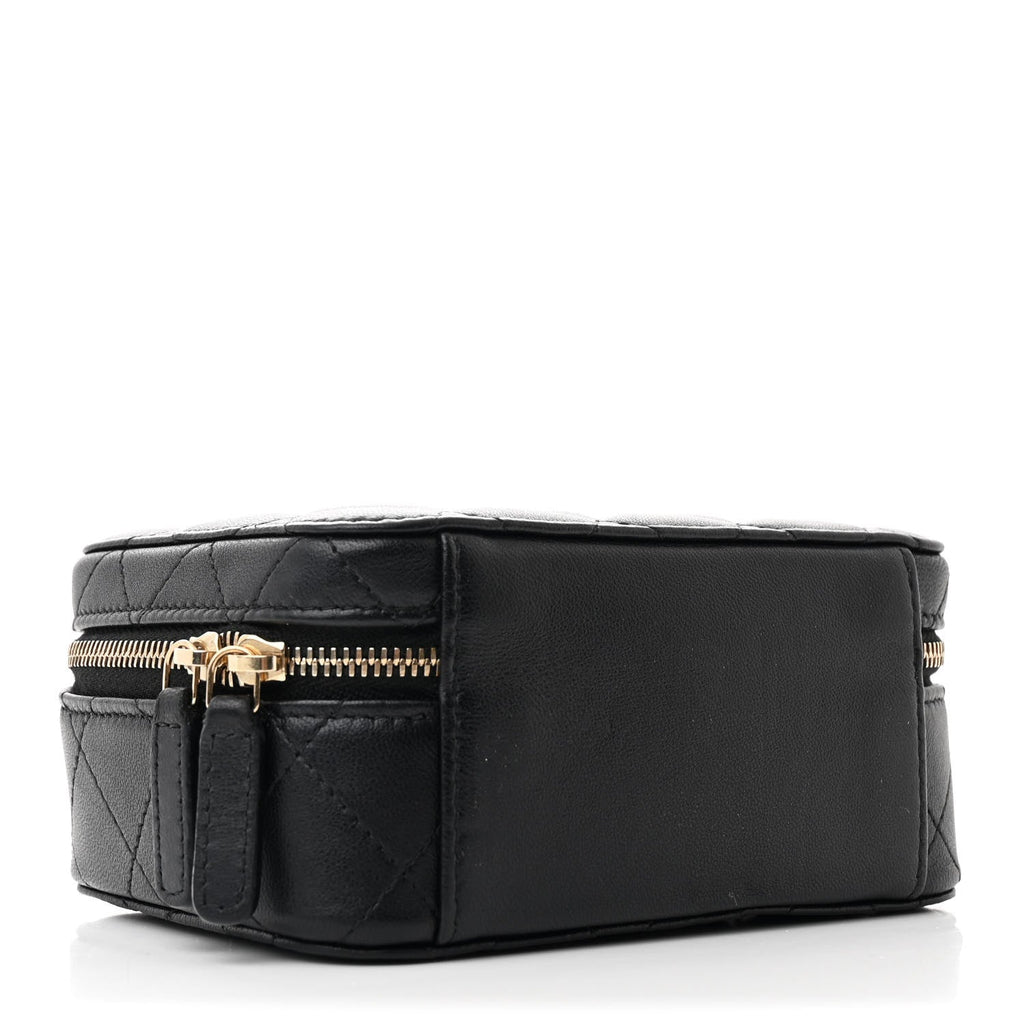 Lambskin Quilted Small Trendy CC Camera Case With Chain Black