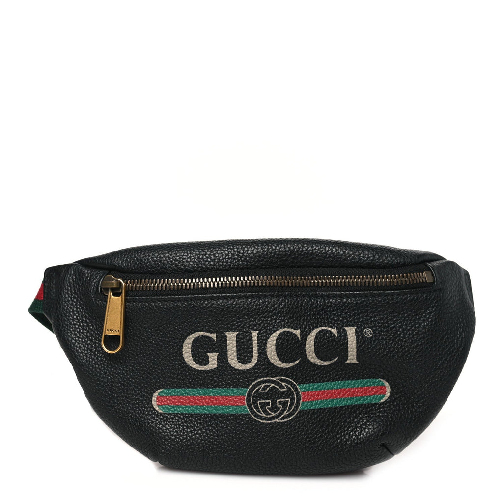 Grained Calfskin Small Logo Belt Bag Black