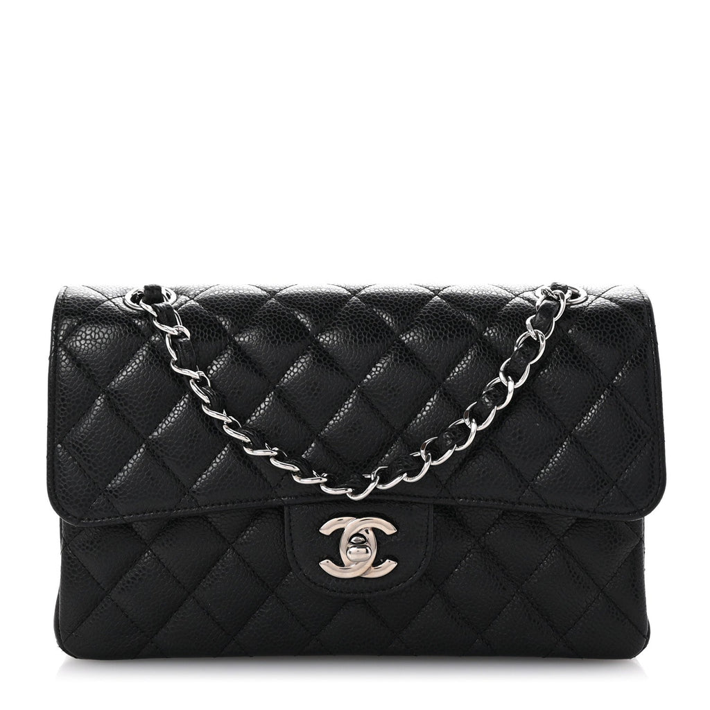 Caviar Quilted Small Double Flap Black