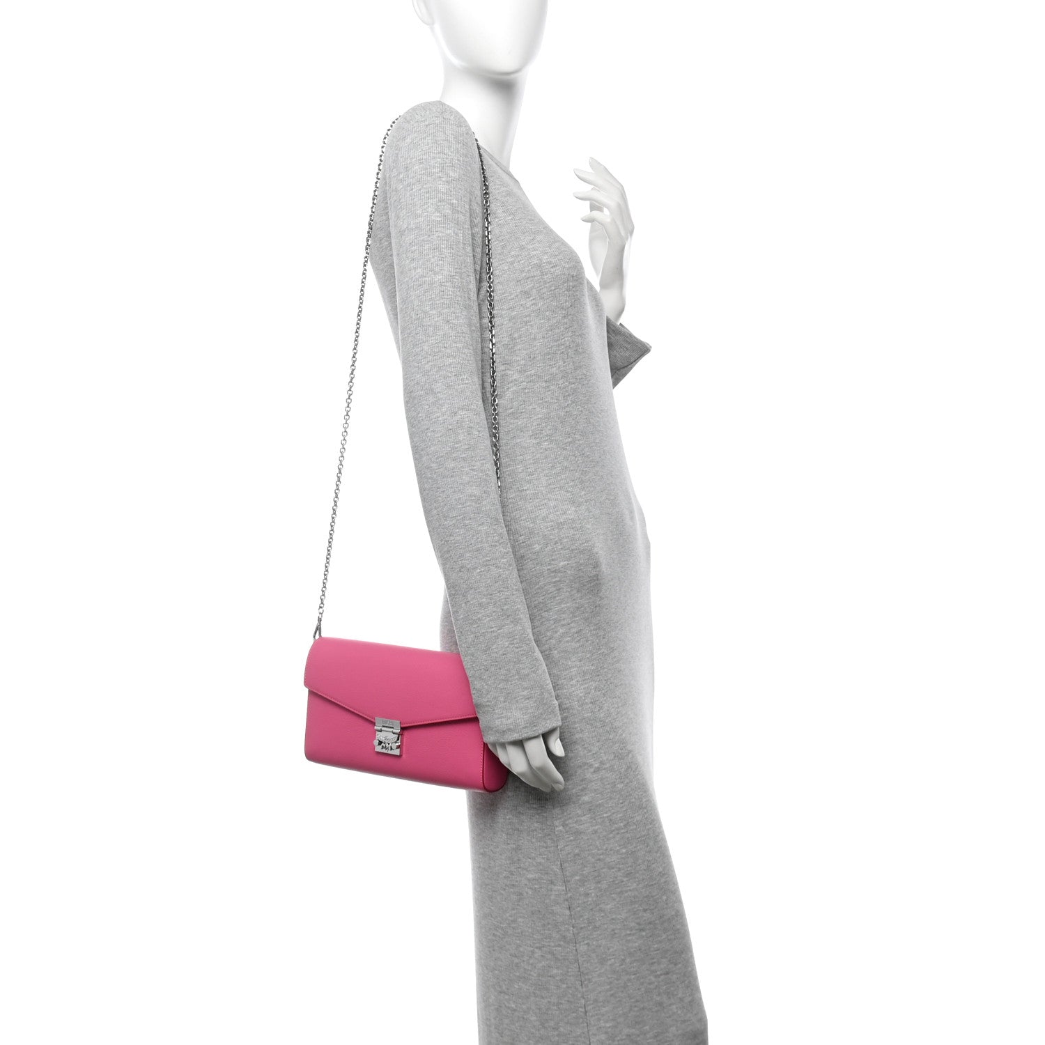 Calfskin Large Patricia Wallet On Chain Pink