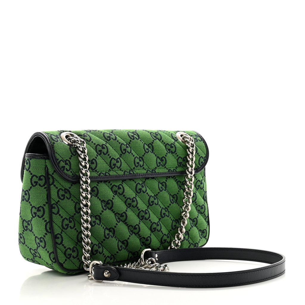 Monogram Multicolor Matelasse Diagonal Small GG Marmont Shoulder Bag Green Blue