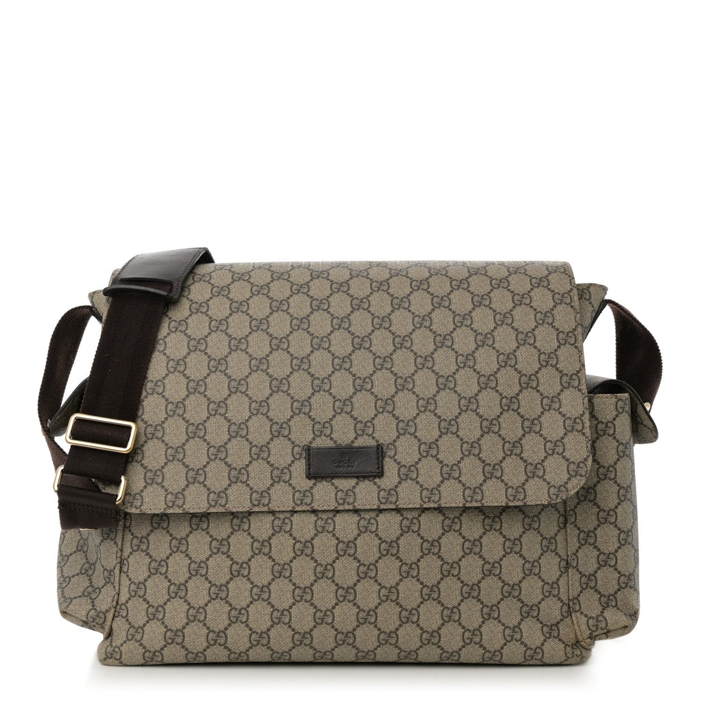 GG Plus Monogram Messenger Diaper Bag Dark Brown