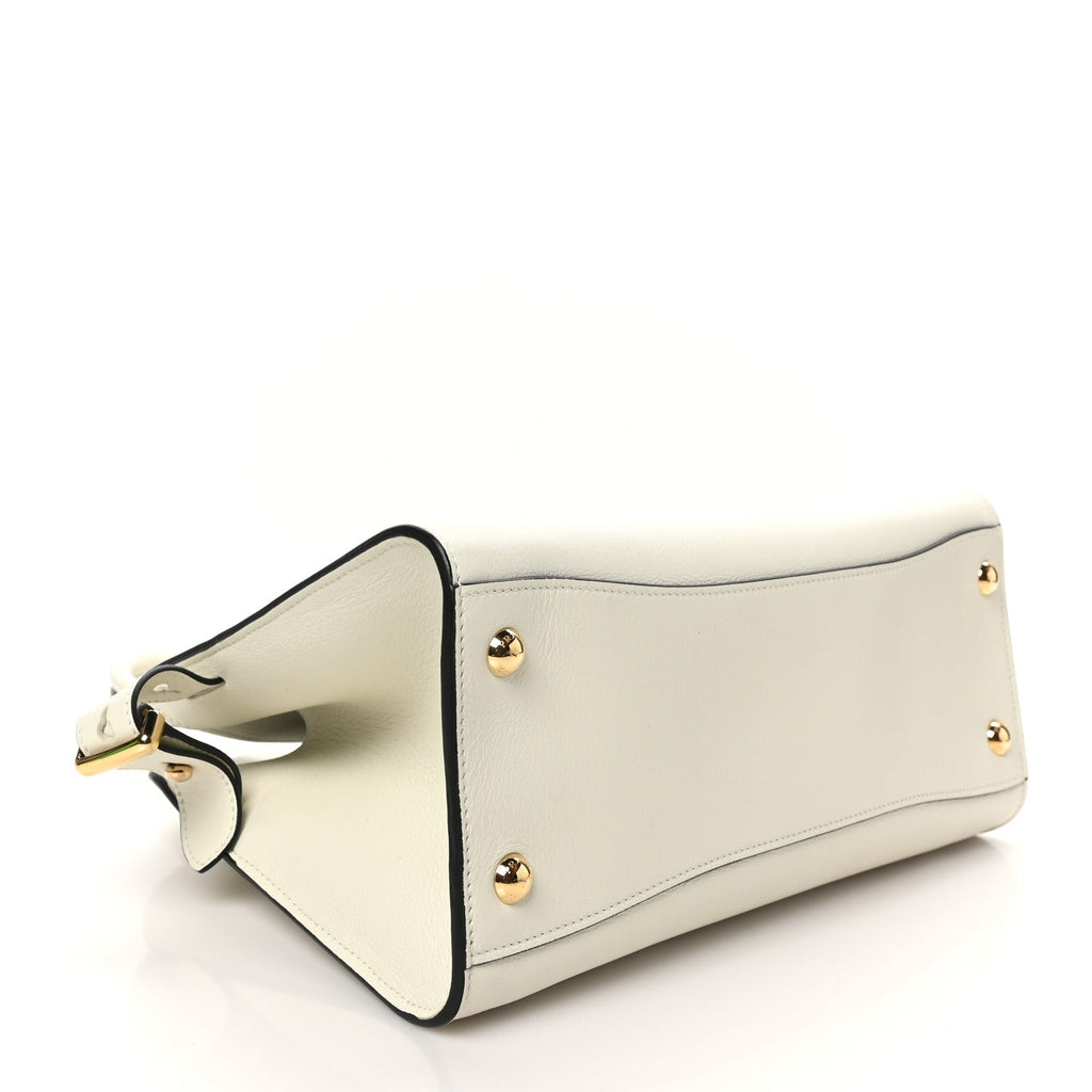 Soft Grain Calfskin Medium Tote Bag White