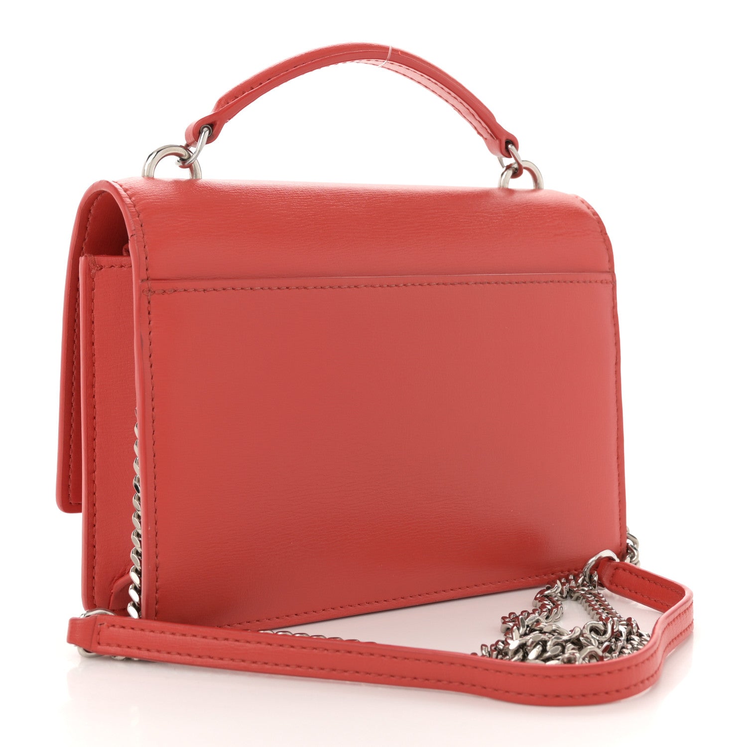 Calfskin Monogram Sunset Chain Wallet Rosso