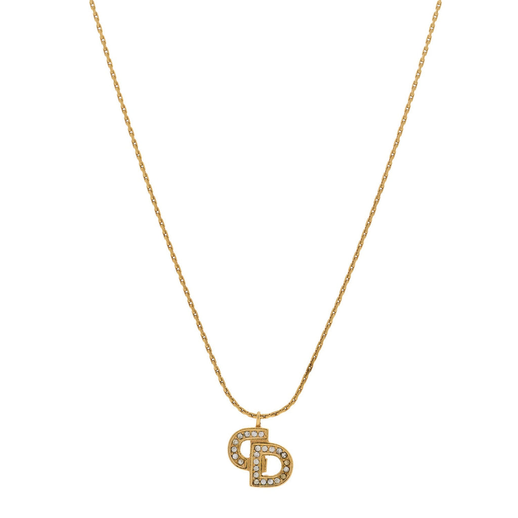 Crystal Logo Necklace Gold