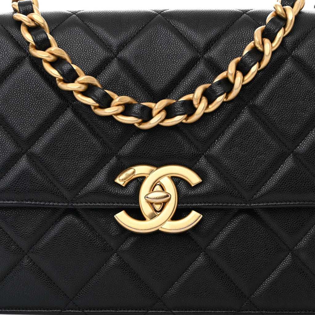 Caviar Quilted CC Large Flap Black