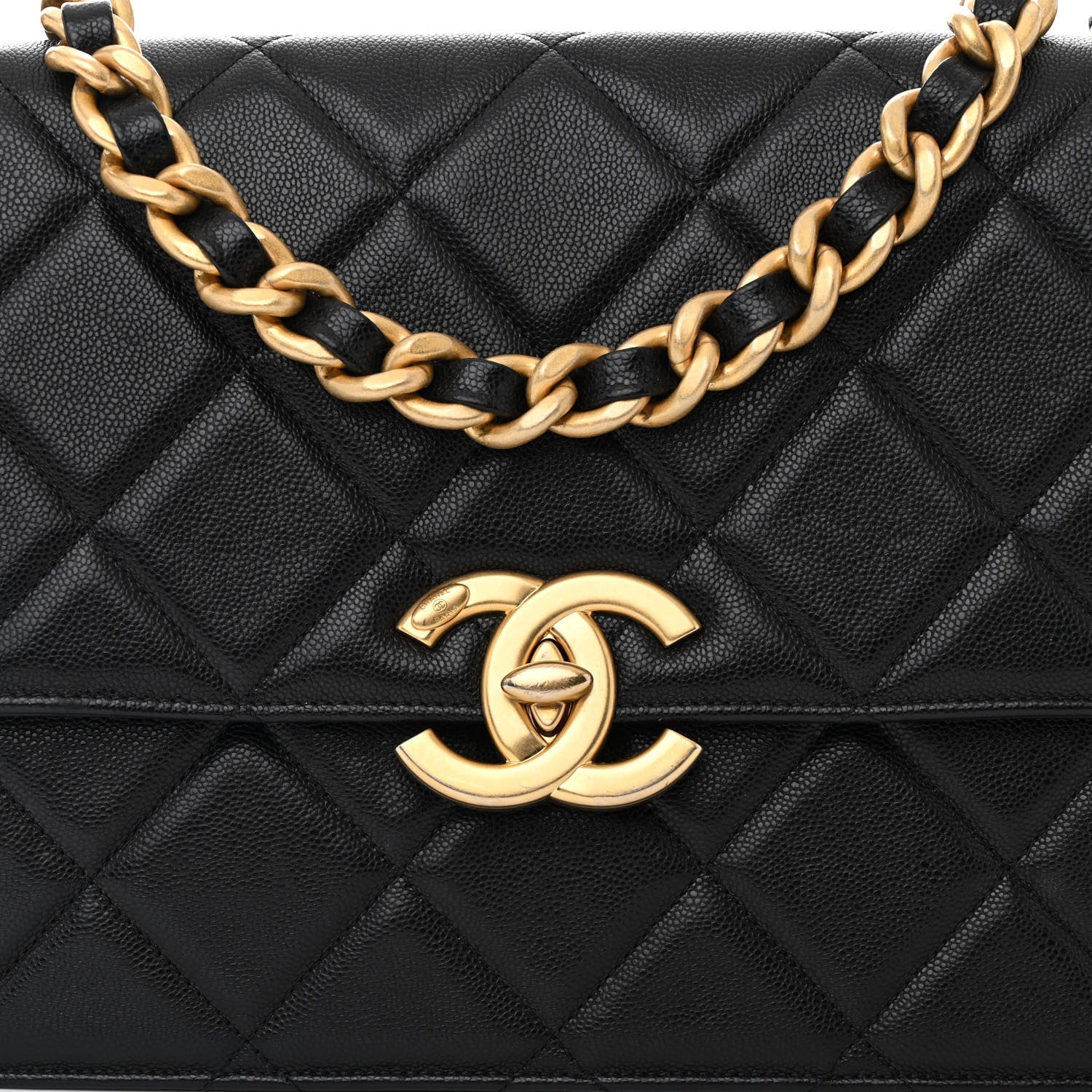 Caviar Quilted CC Large Flap Black