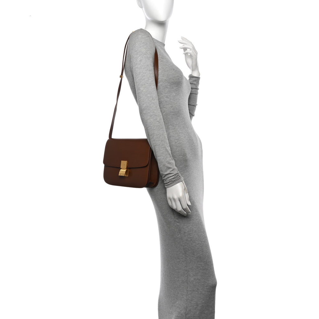Box Calfskin Medium Classic Box Flap Bag Camel