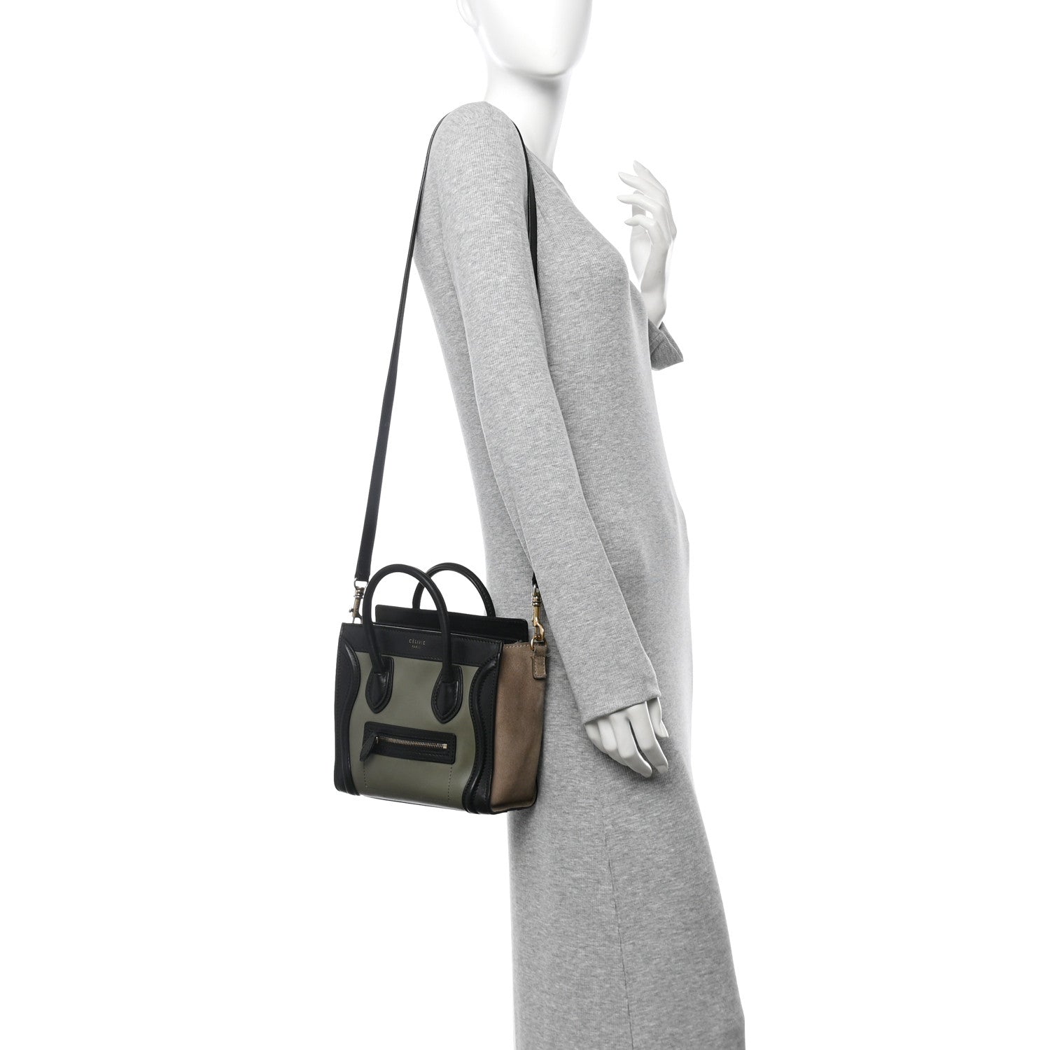 Baby Grained Calfskin Nubuck Nano Tri-Color Luggage Stone