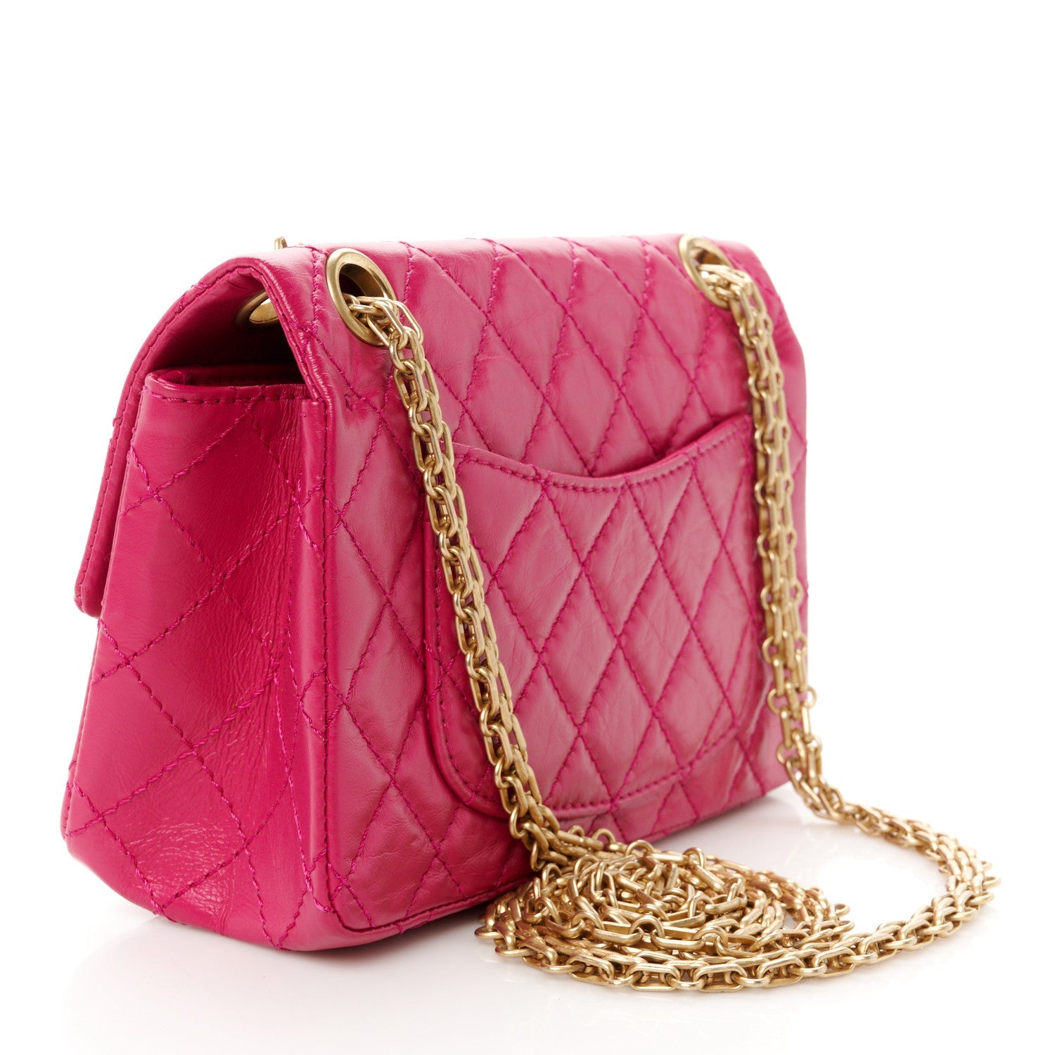 Aged Calfskin Quilted 2.55 Reissue Mini Flap Fuchsia