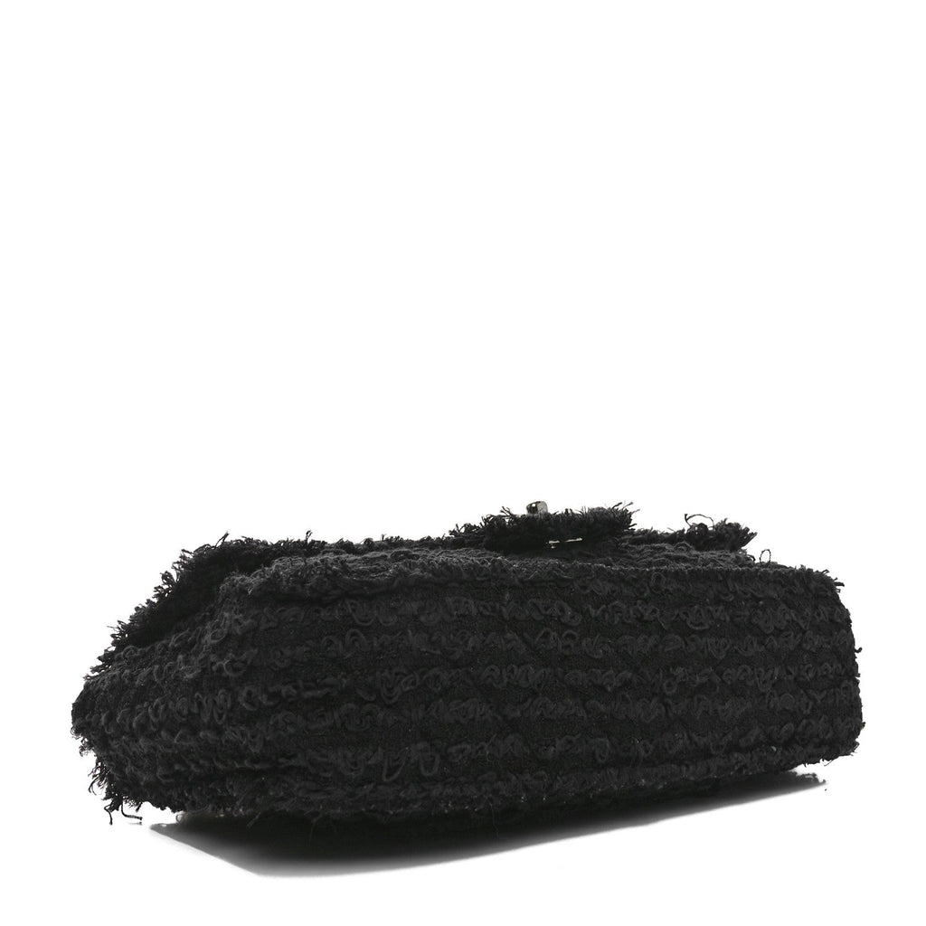 Tweed Quilted Medium Single Flap Black