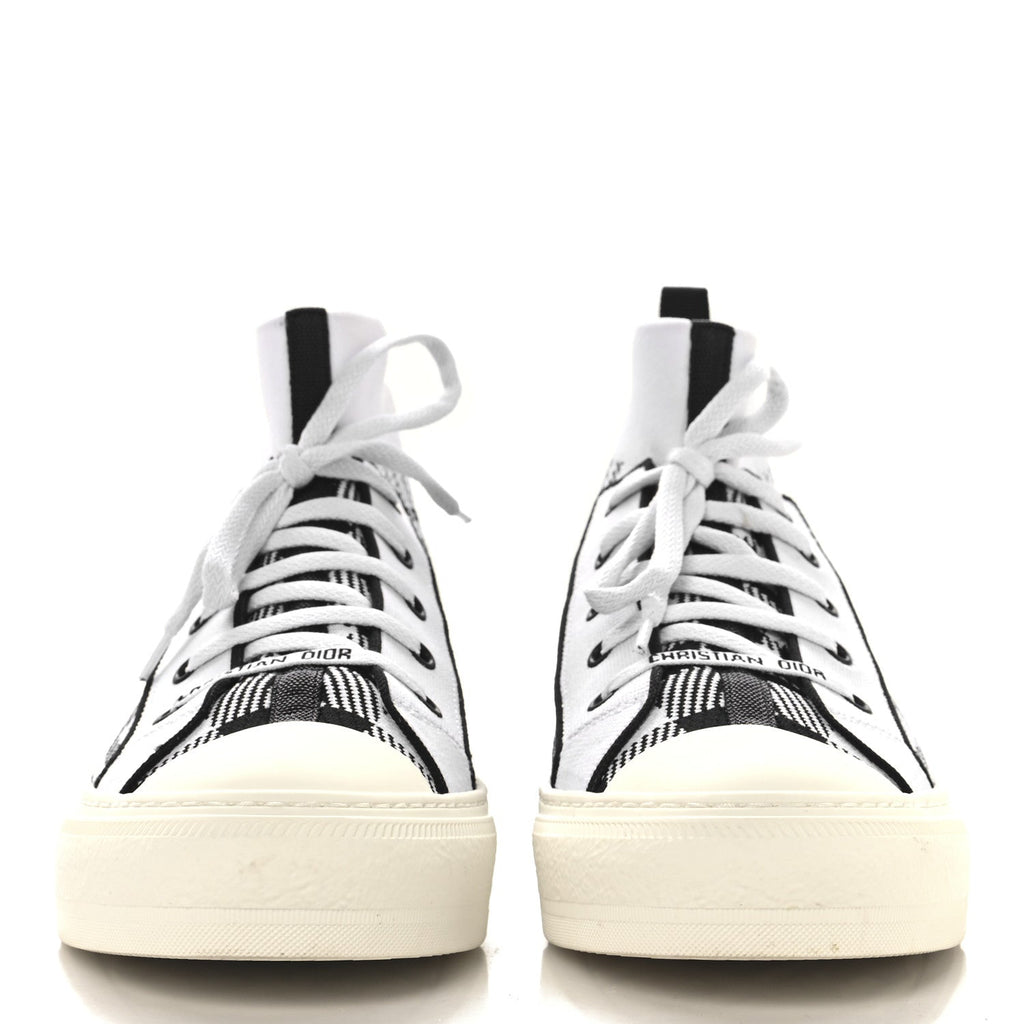 Technical Knit Check'N'Dior Walk'N'Dior High Top Sneakers 40 White Black