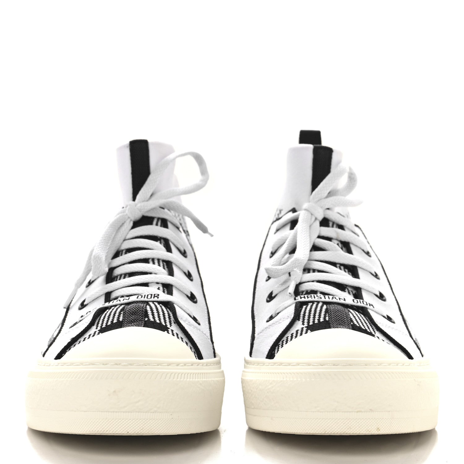 Technical Knit Check'N'Dior Walk'N'Dior High Top Sneakers 40 White Black