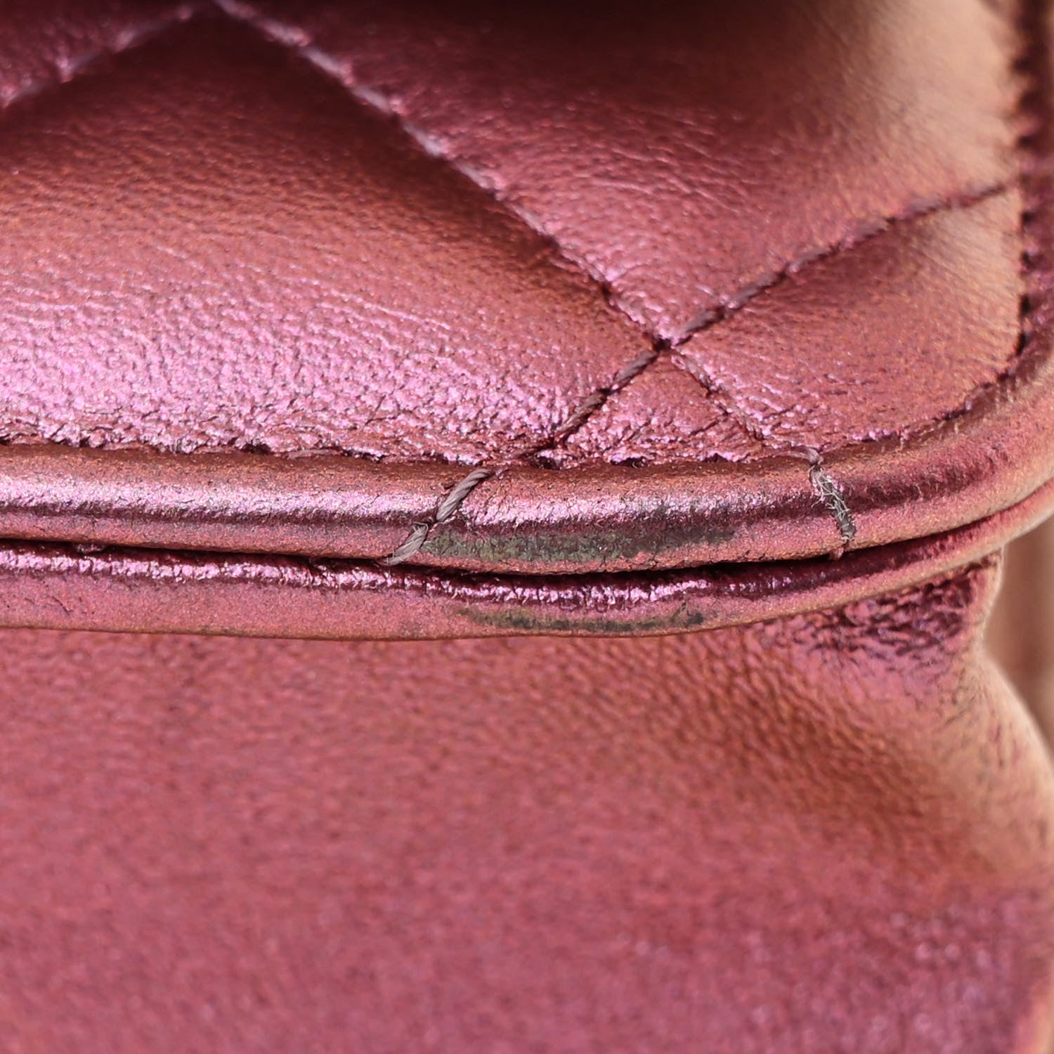 Iridescent Lambskin Quilted Wallet On Chain WOC Purple