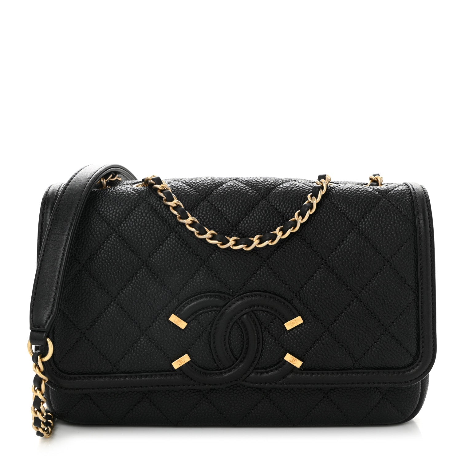Caviar Quilted Small CC Filigree Flap Black