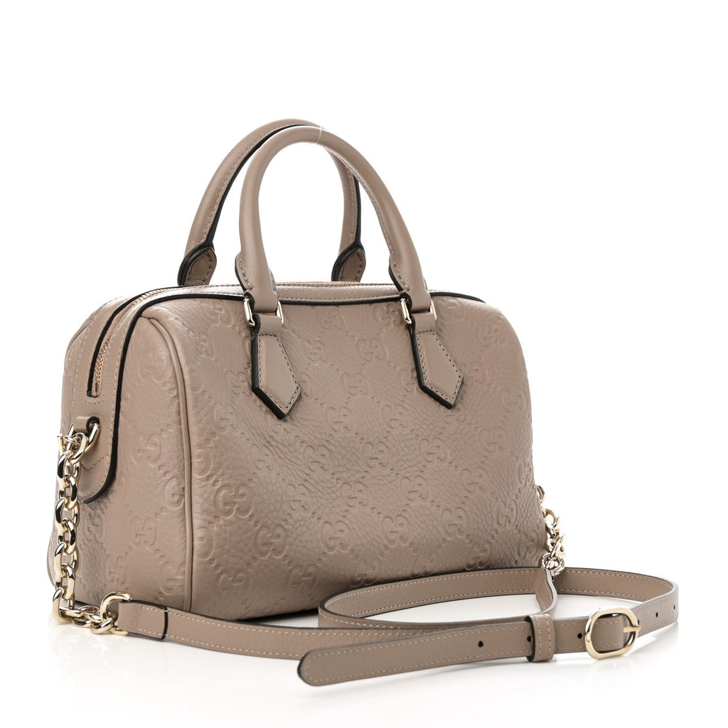Calfskin GG Emblem Small Top Handle Bag Taupe