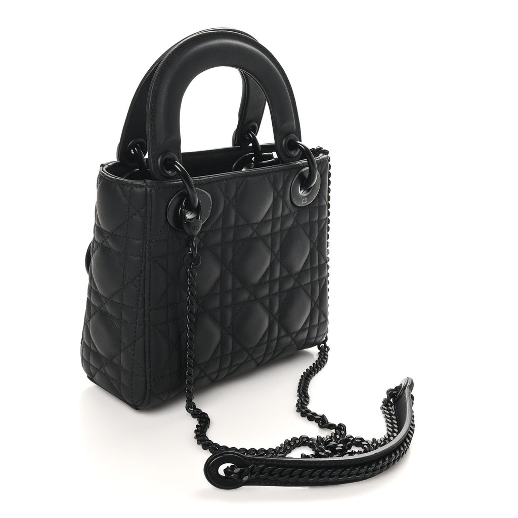 Ultra Matte Calfskin Cannage Mini Lady Dior Black