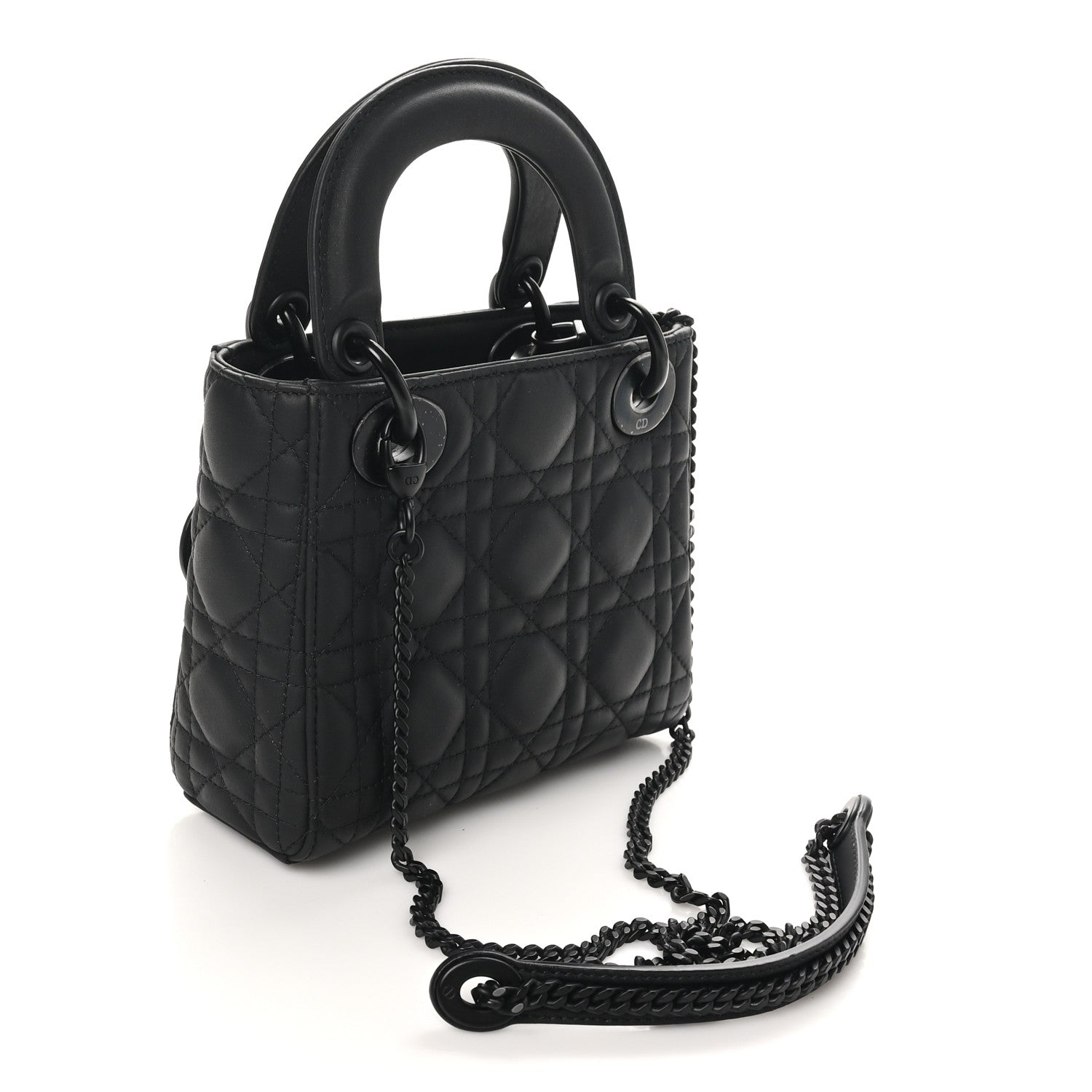 Ultra Matte Calfskin Cannage Mini Lady Dior Black