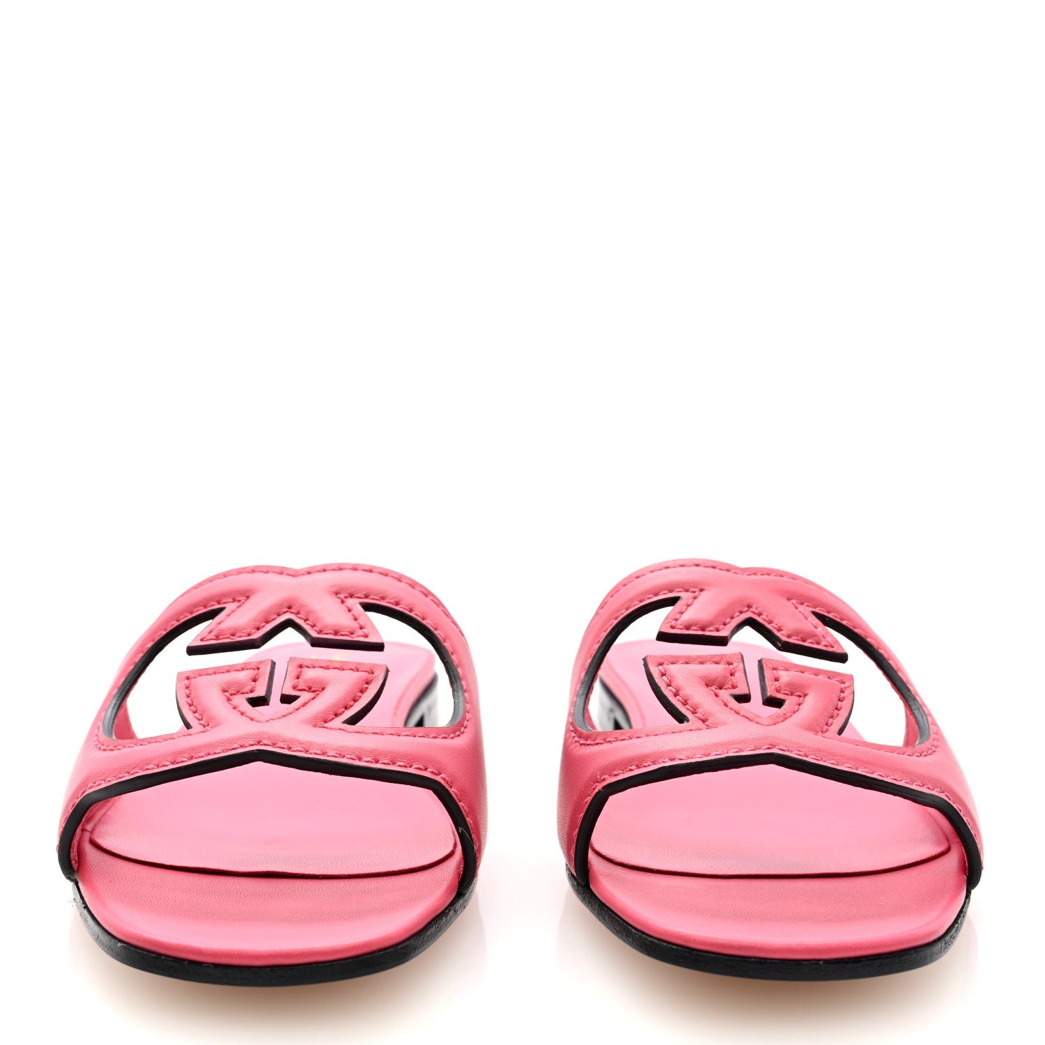Cosmos Softy Calfskin Interlocking G Cut Out Slide Sandals 37 Rhodamine Pink