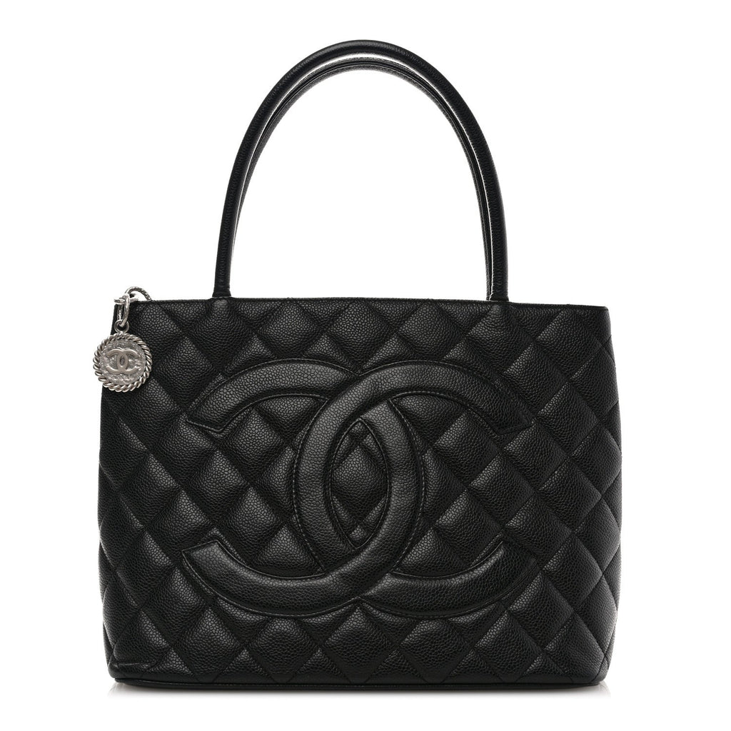 Caviar Quilted Medallion Tote Black