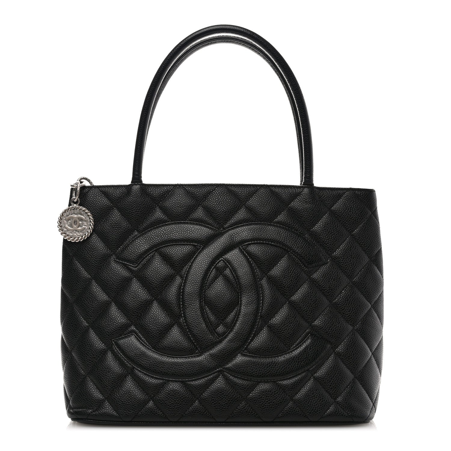 Caviar Quilted Medallion Tote Black