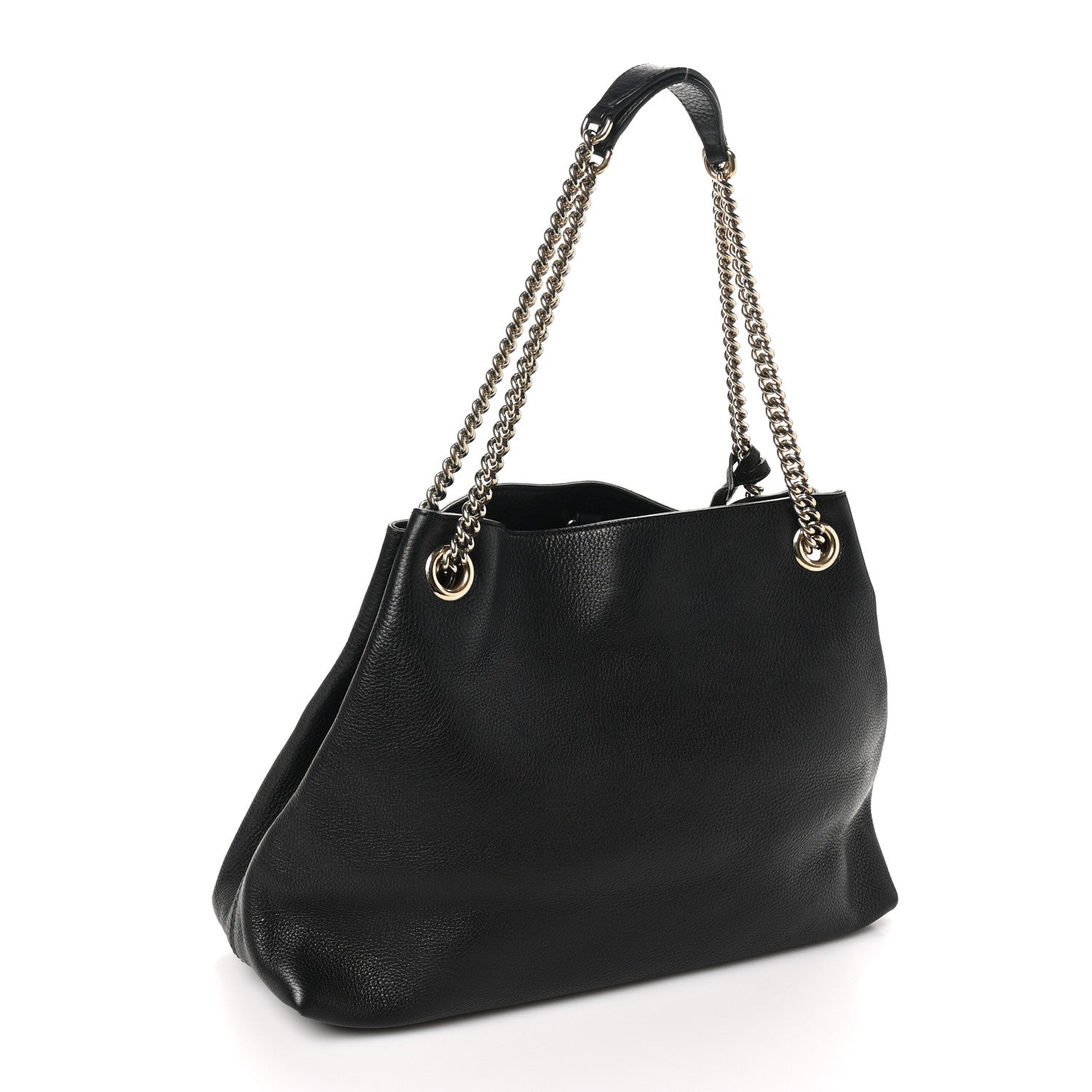 Pebbled Calfskin Medium Soho Chain Shoulder Bag Black