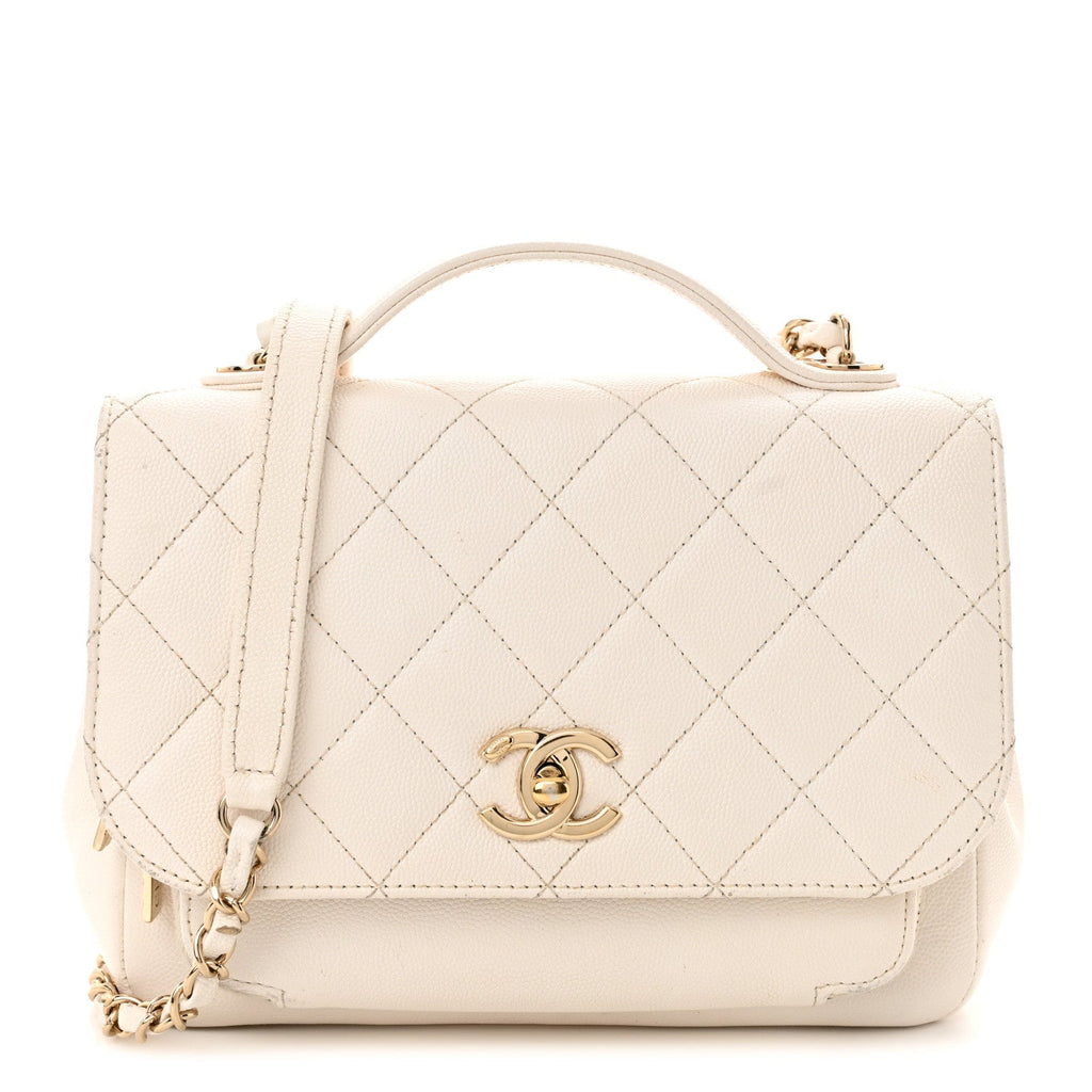 Caviar Quilted Medium Business Affinity Flap White