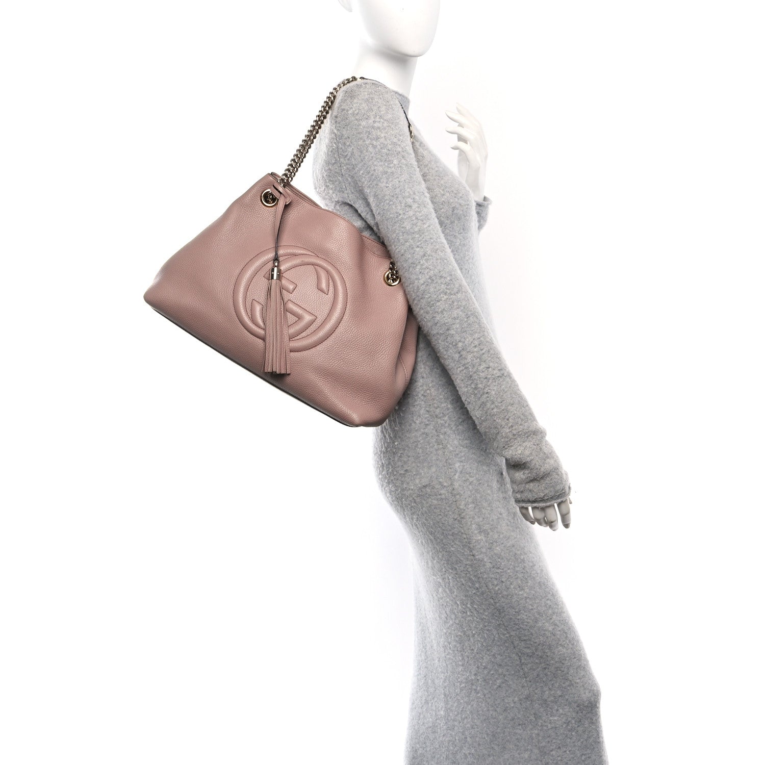 Pebbled Calfskin Medium Soho Chain Shoulder Bag Dark Cipria
