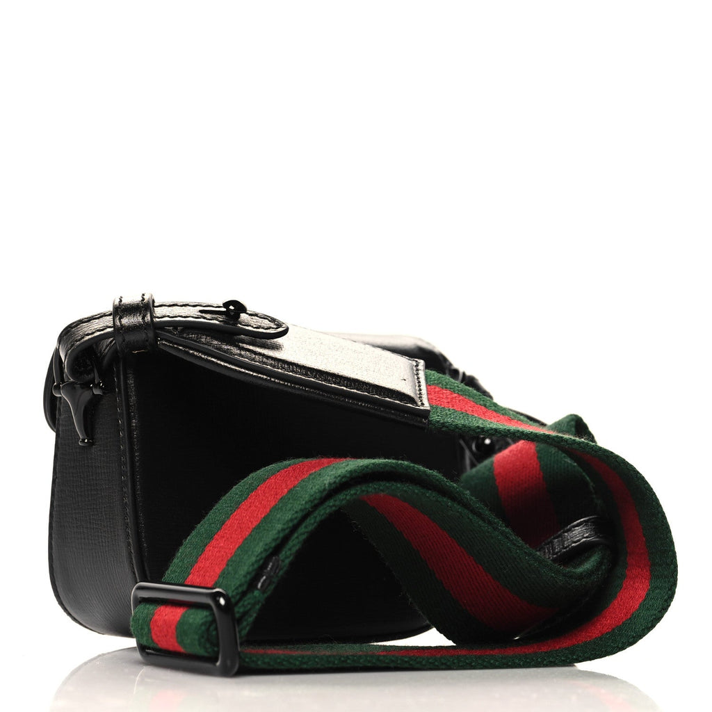 Azalea Calfskin Web Monochrome Horsebit 1955 Wallet On Strap Black