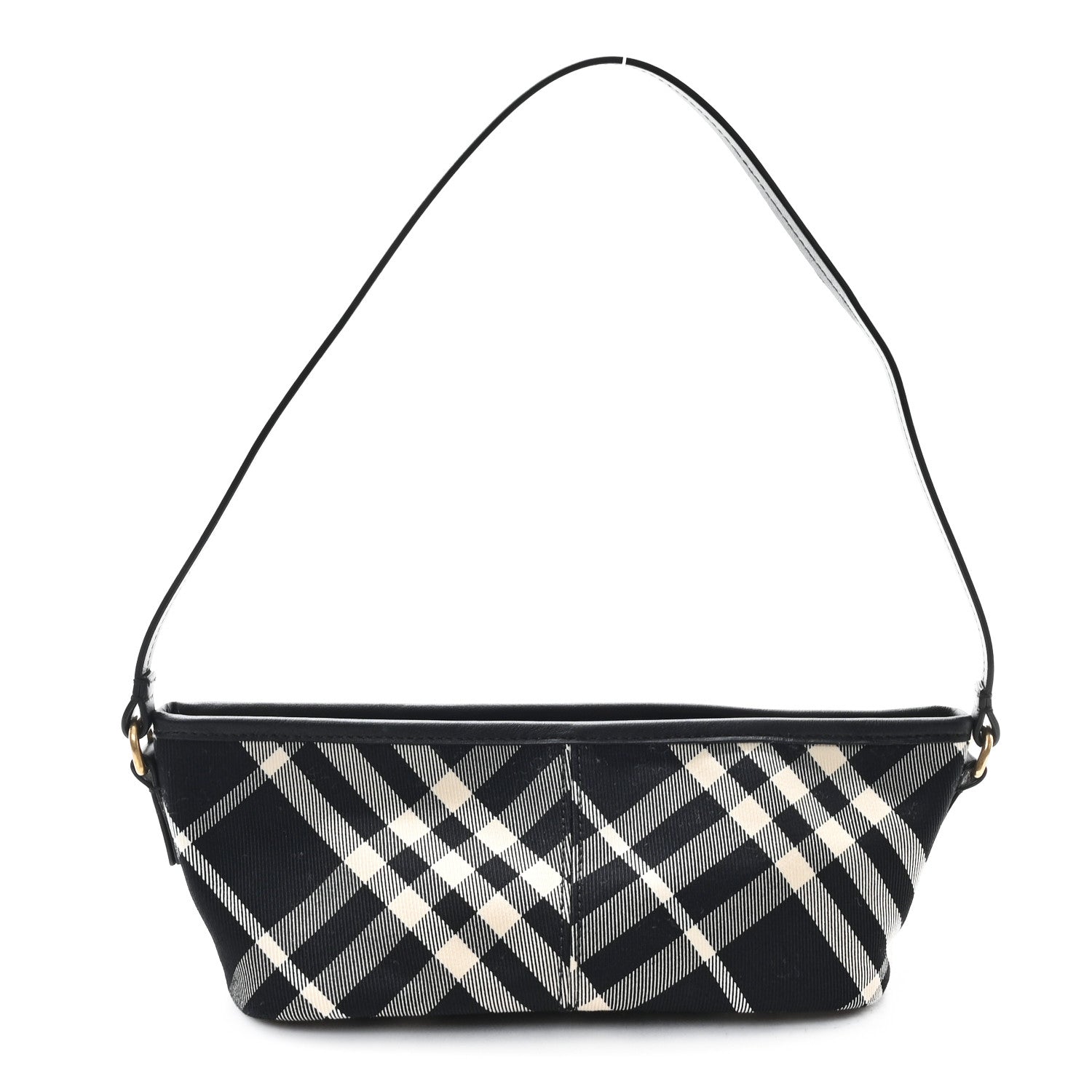 Essential Check Simple Zip Baguette Black Calico