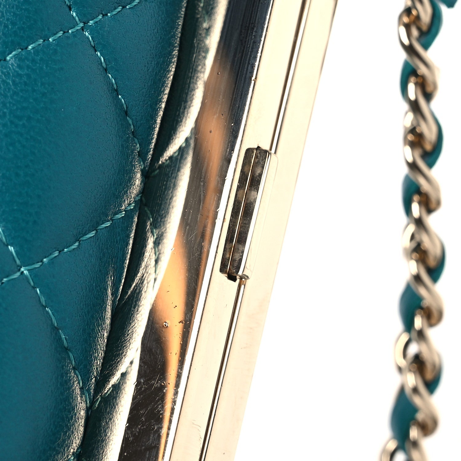 Lambskin Quilted Pearl CC Vanity Case Green