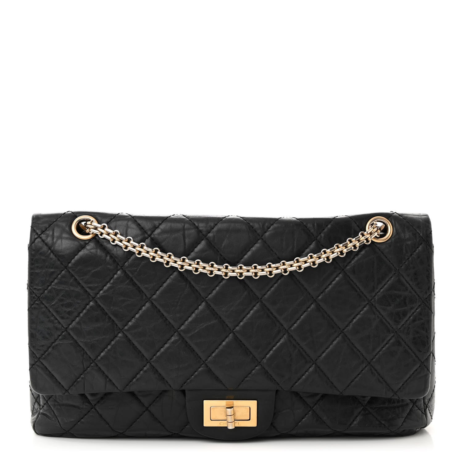 Aged Calfskin Quilted 2.55 Reissue 227 Flap Black