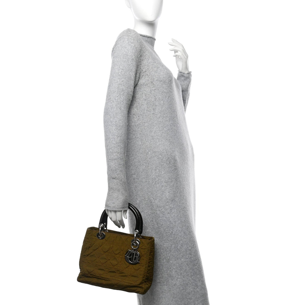 Nylon Cannage Medium Lady Dior Brown