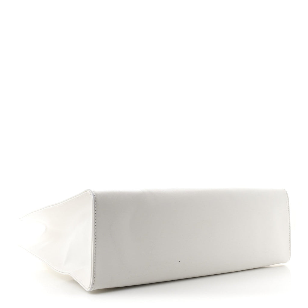 Vegan Leather Medium Shopping Bag White