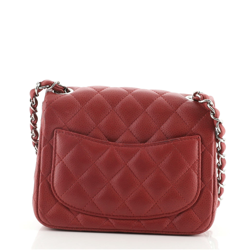 Square Classic Single Flap Bag Quilted Caviar Mini