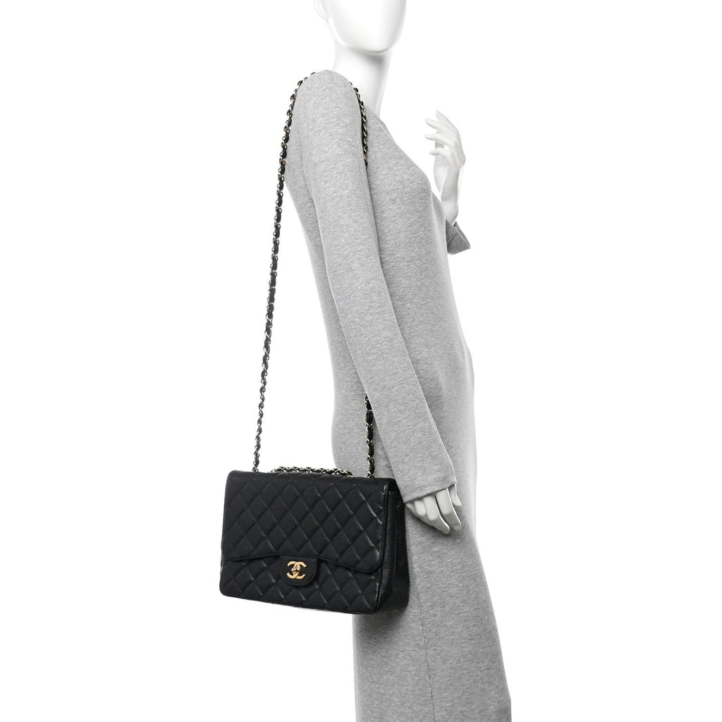 Caviar Quilted Jumbo Single Flap Black