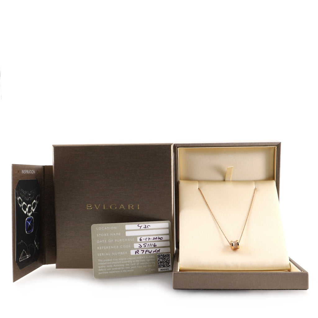 B.Zero1 Round Pendant Necklace 18K Rose Gold with Diamonds