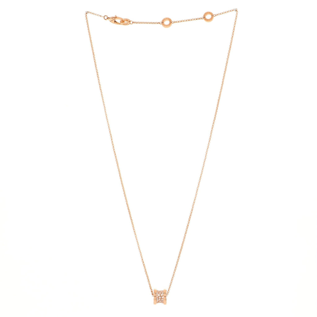 B.Zero1 Round Pendant Necklace 18K Rose Gold with Diamonds