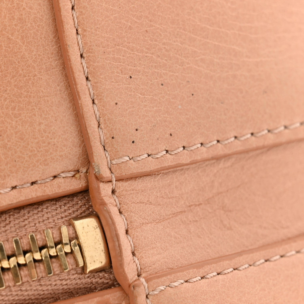 Glazed Calfskin Round As Earth Evening Bag Beige