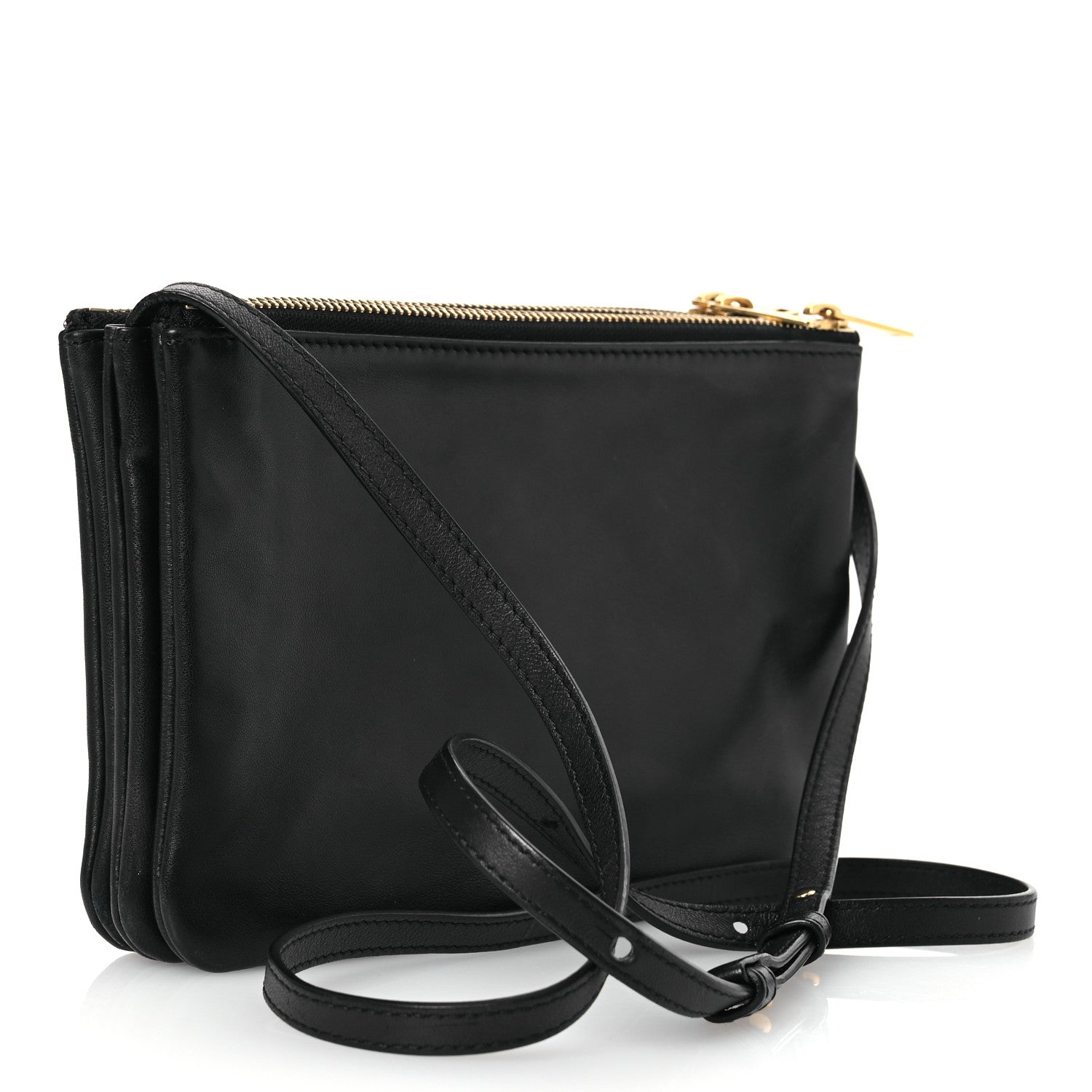 Lambskin Small Trio Crossbody Bag Black