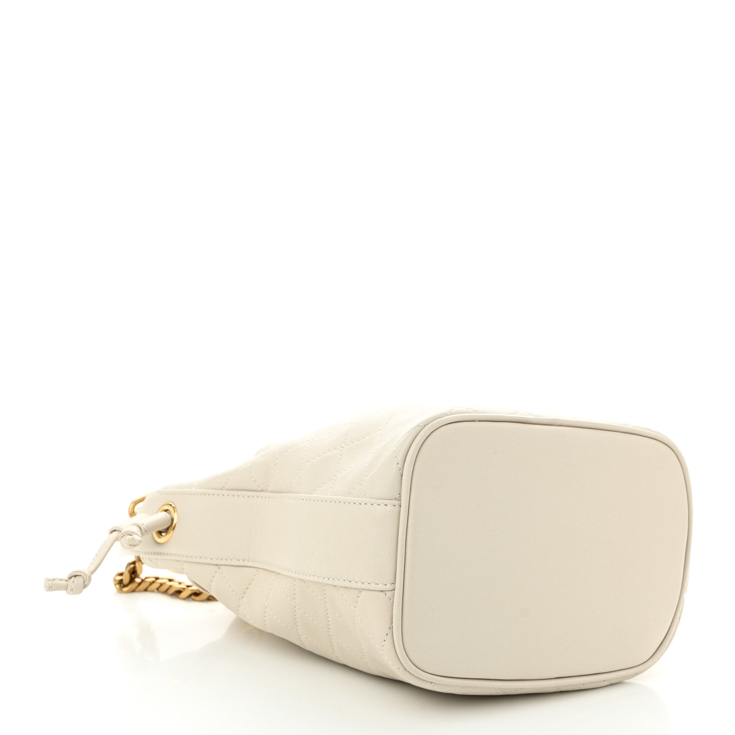 Lambskin Quilted Small Cassandre Bucket Bag Crema Soft