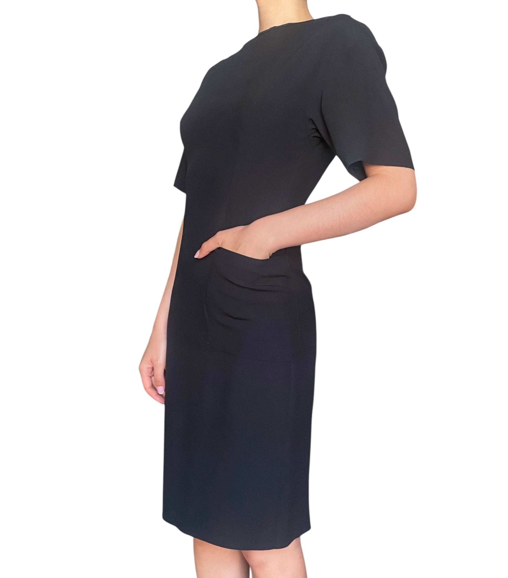 Prada Black Midi Shift Pocket Dress - 38 / US 2-4