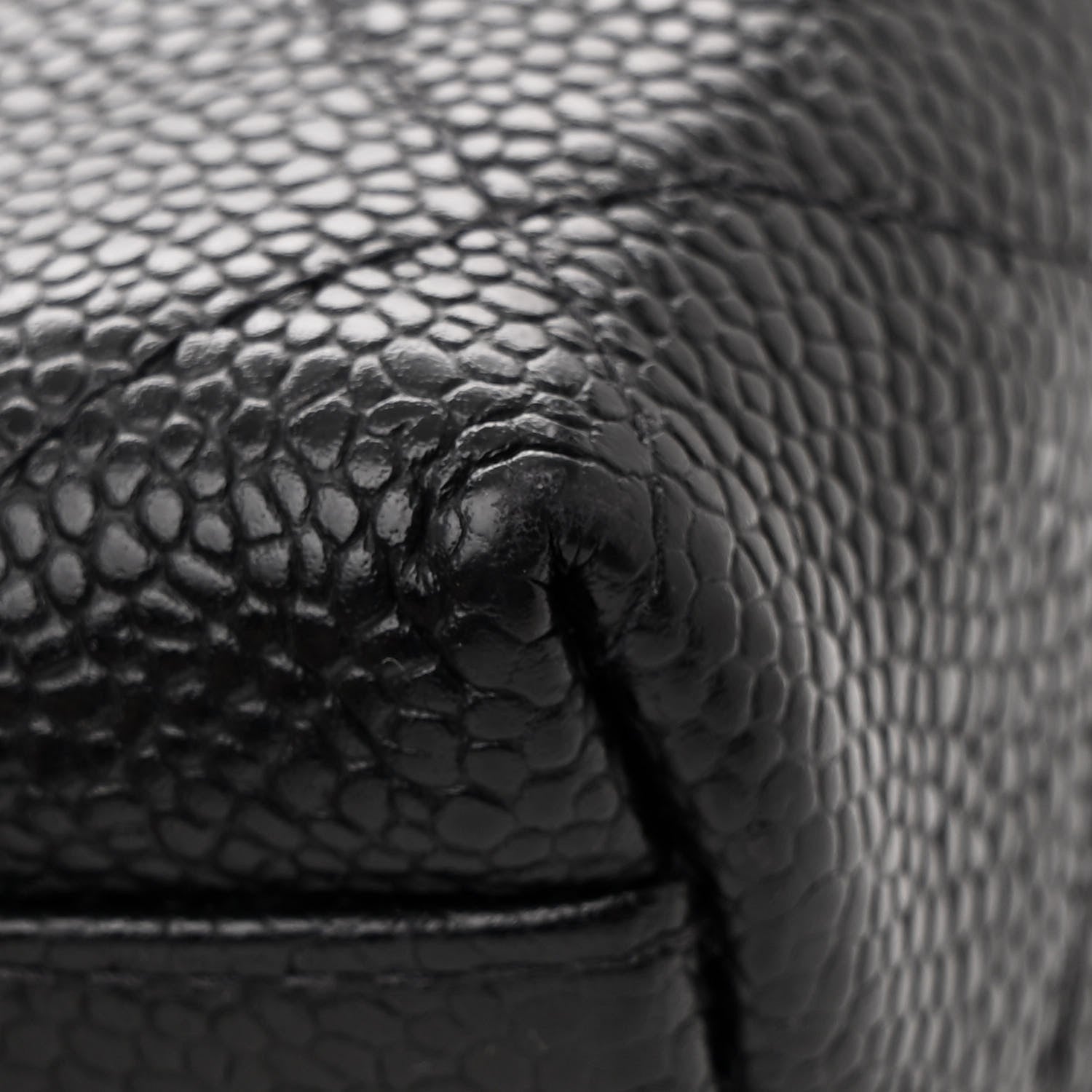 Caviar Quilted Small Shopping Tote Black