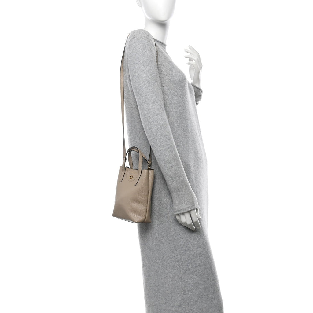 Tumbled Calfskin Gancini Mini Bag Beige