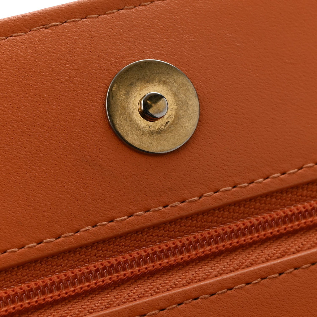 Lambskin Quilted Studded CC Wallet On Chain WOC Orange